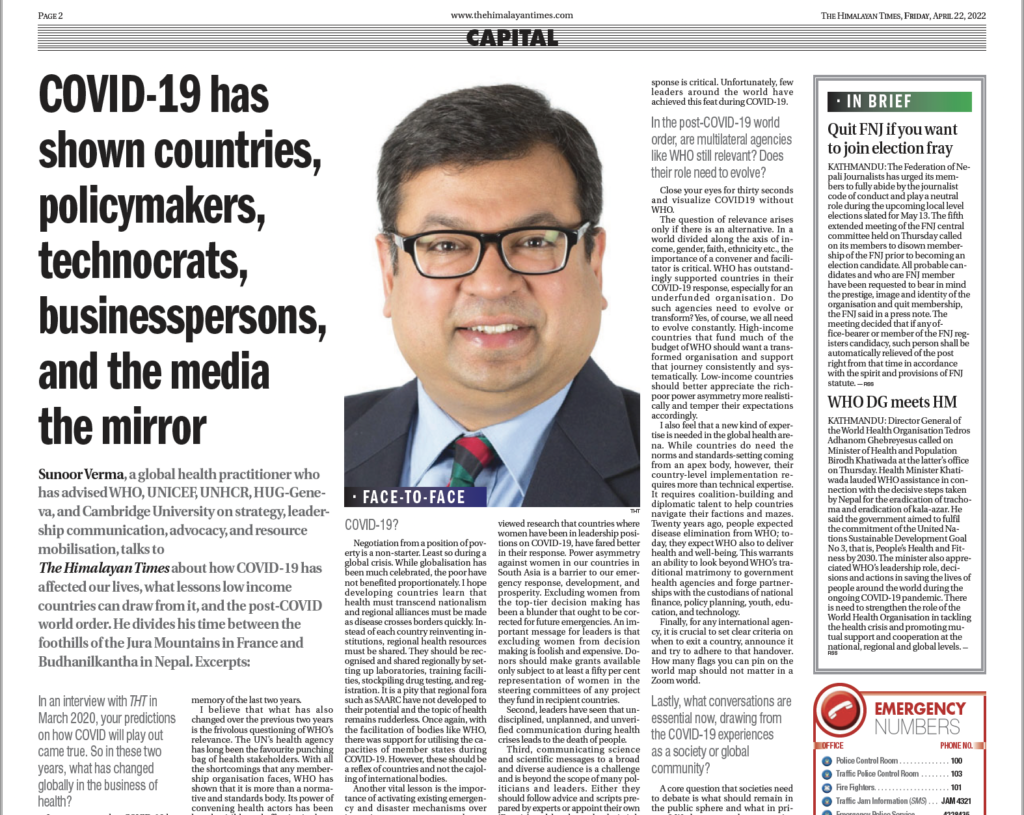 An Urgent and Critical Re-think of Global Health Governance and Mandates is Warranted!