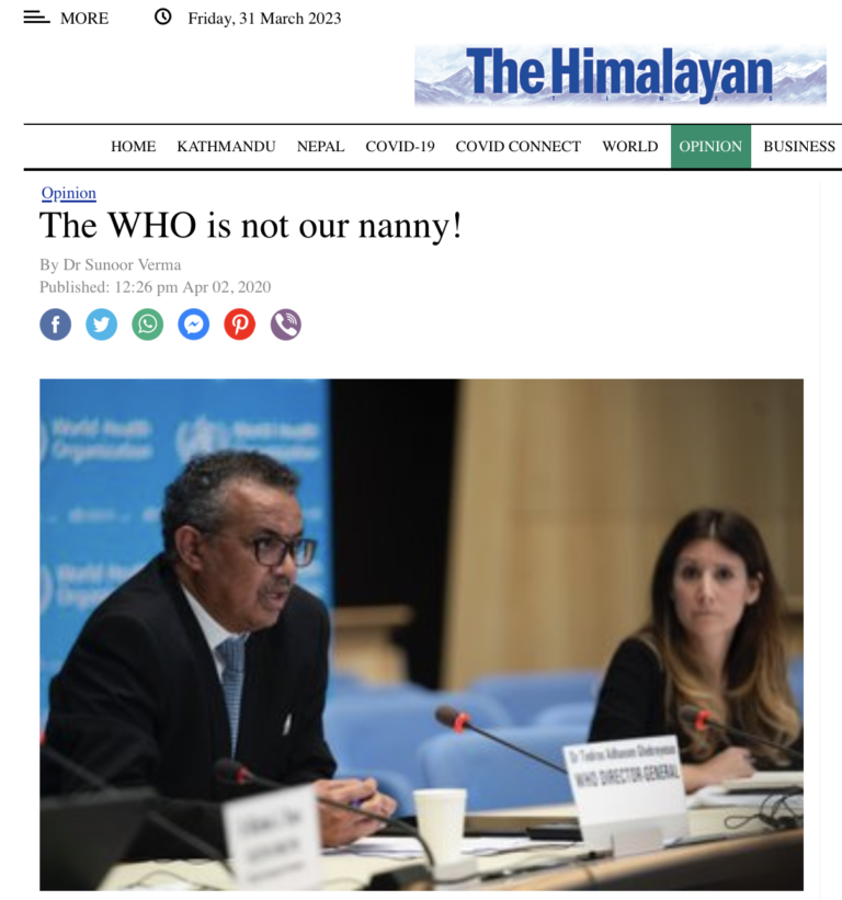 The WHO Is Not Our Nanny!